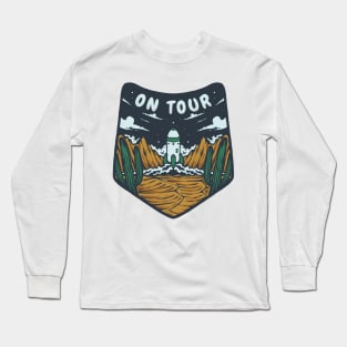 Spaceship Desert Badge Illustration Long Sleeve T-Shirt